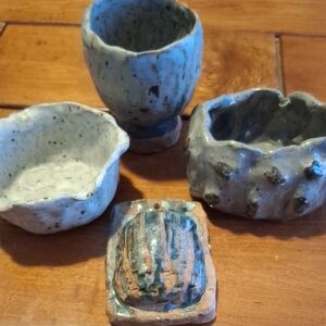 Handcrafted Ceramic Art Set - Gray and Blue